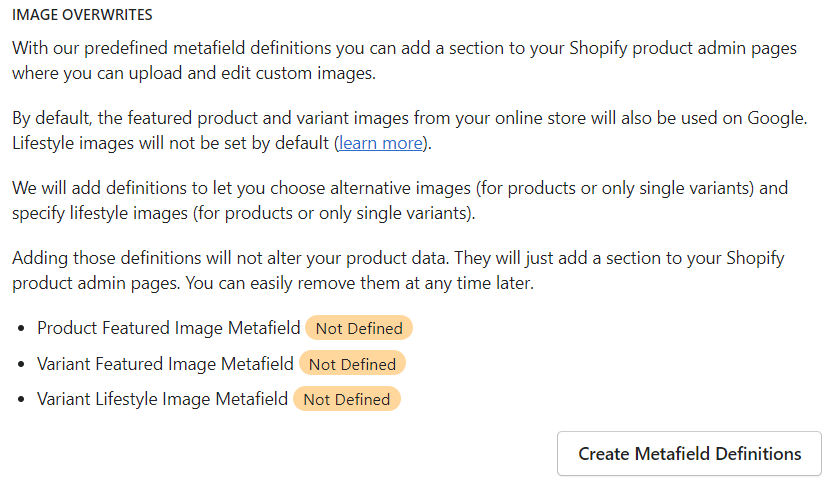 Create Metafield Definitions