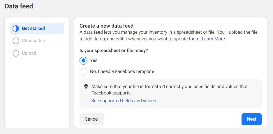 Data feed settings