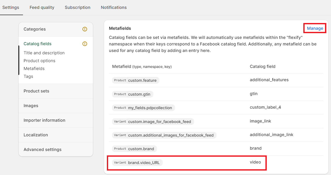 Metafields Managment